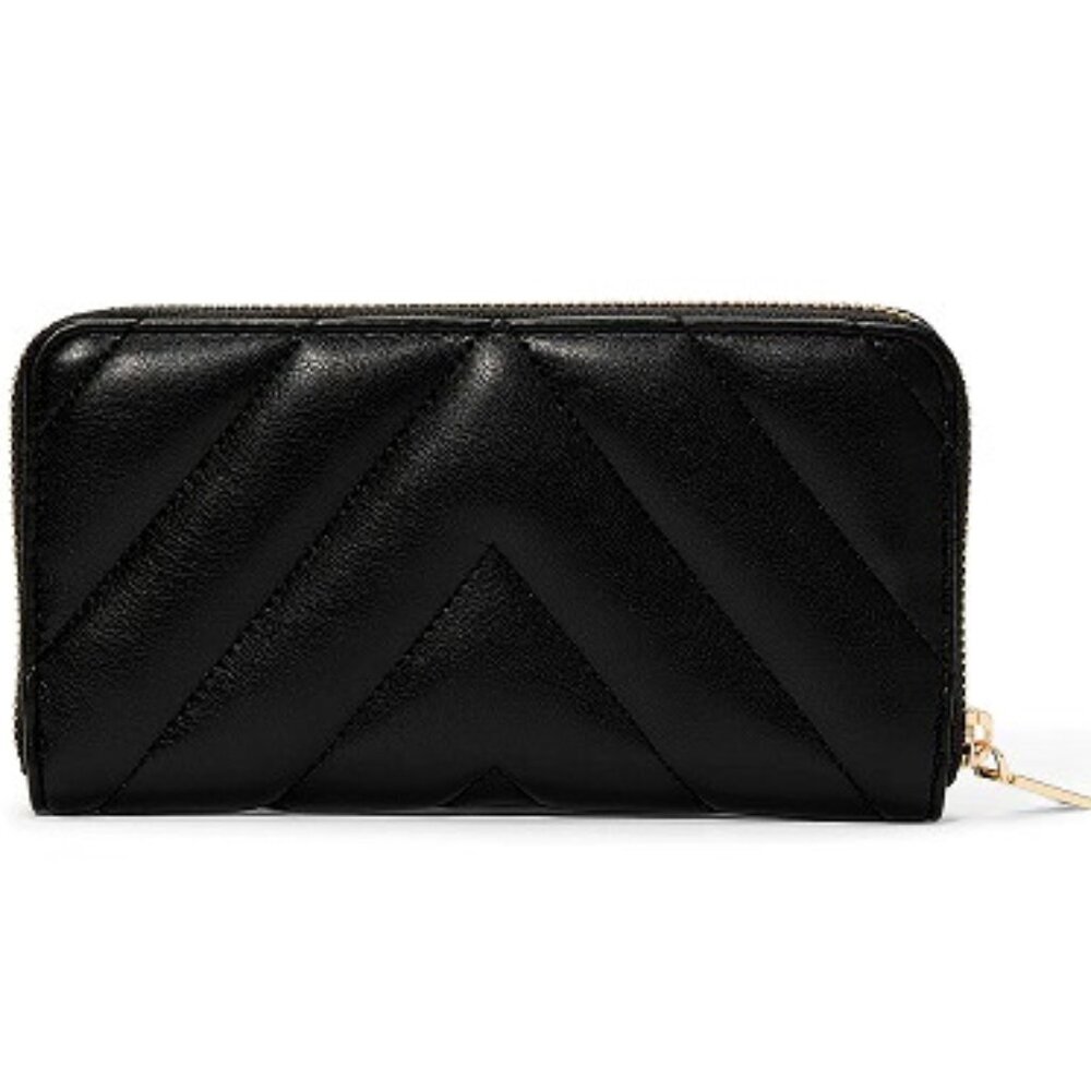 VICTORIA'S SECRET Black Large Signature Full Length Zip Around Wallet**NEW! - Picture 2 of 3